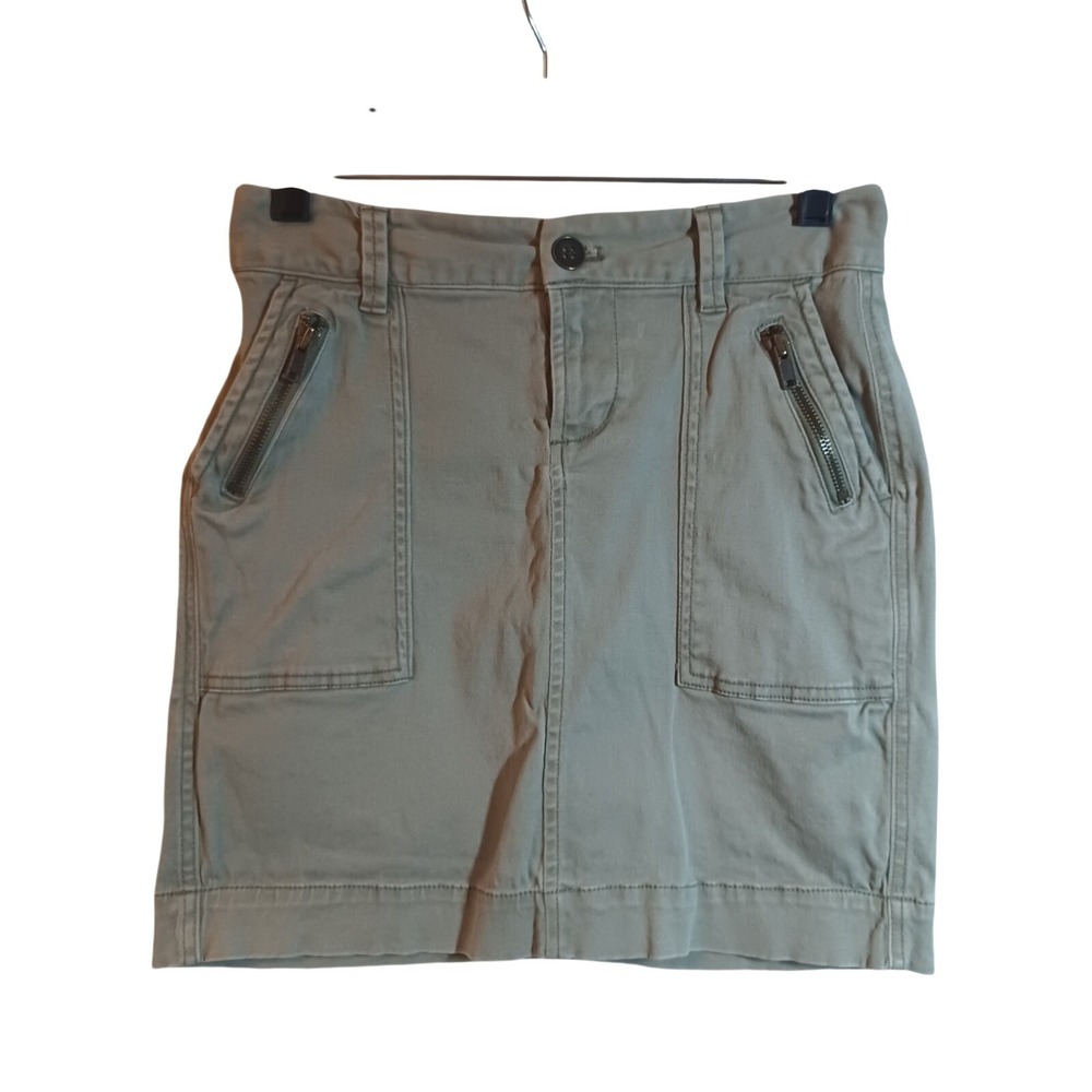 Old Navy Light Green Denim Cargo Skirt Women's 2 Y2K 90s Zip Button Front Trendy